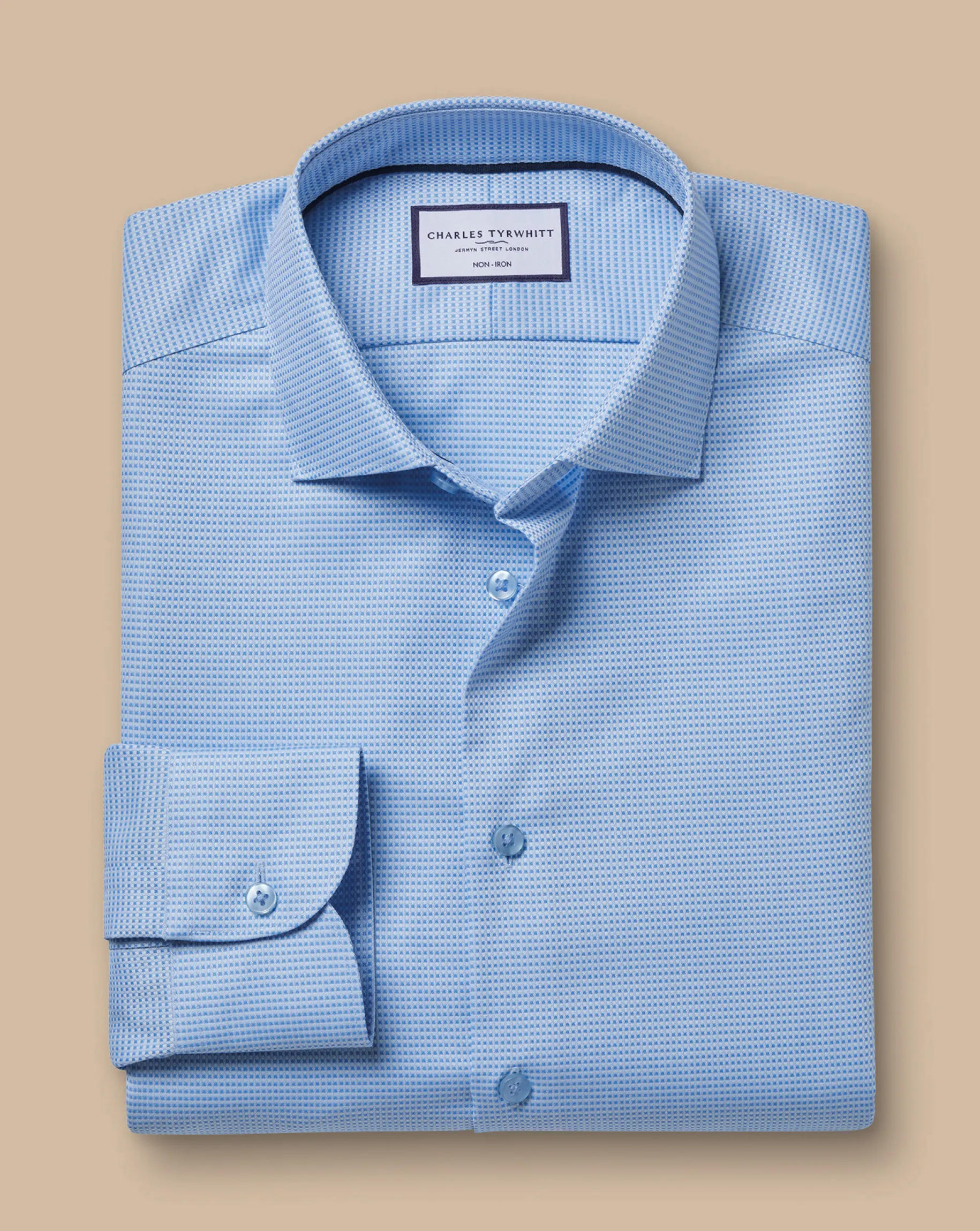 Business Casual Shirts|Dress Shirts<Charles Tyrwhitt Non-Iron Stretch Texture Square Shirt - Blue Sky