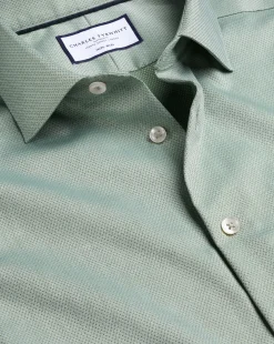 Business Casual Shirts|Dress Shirts<Charles Tyrwhitt Non-Iron Stretch Texture Shirt - Light Green