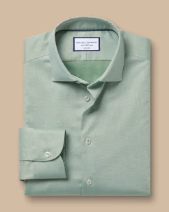 Business Casual Shirts|Dress Shirts<Charles Tyrwhitt Non-Iron Stretch Texture Shirt - Light Green