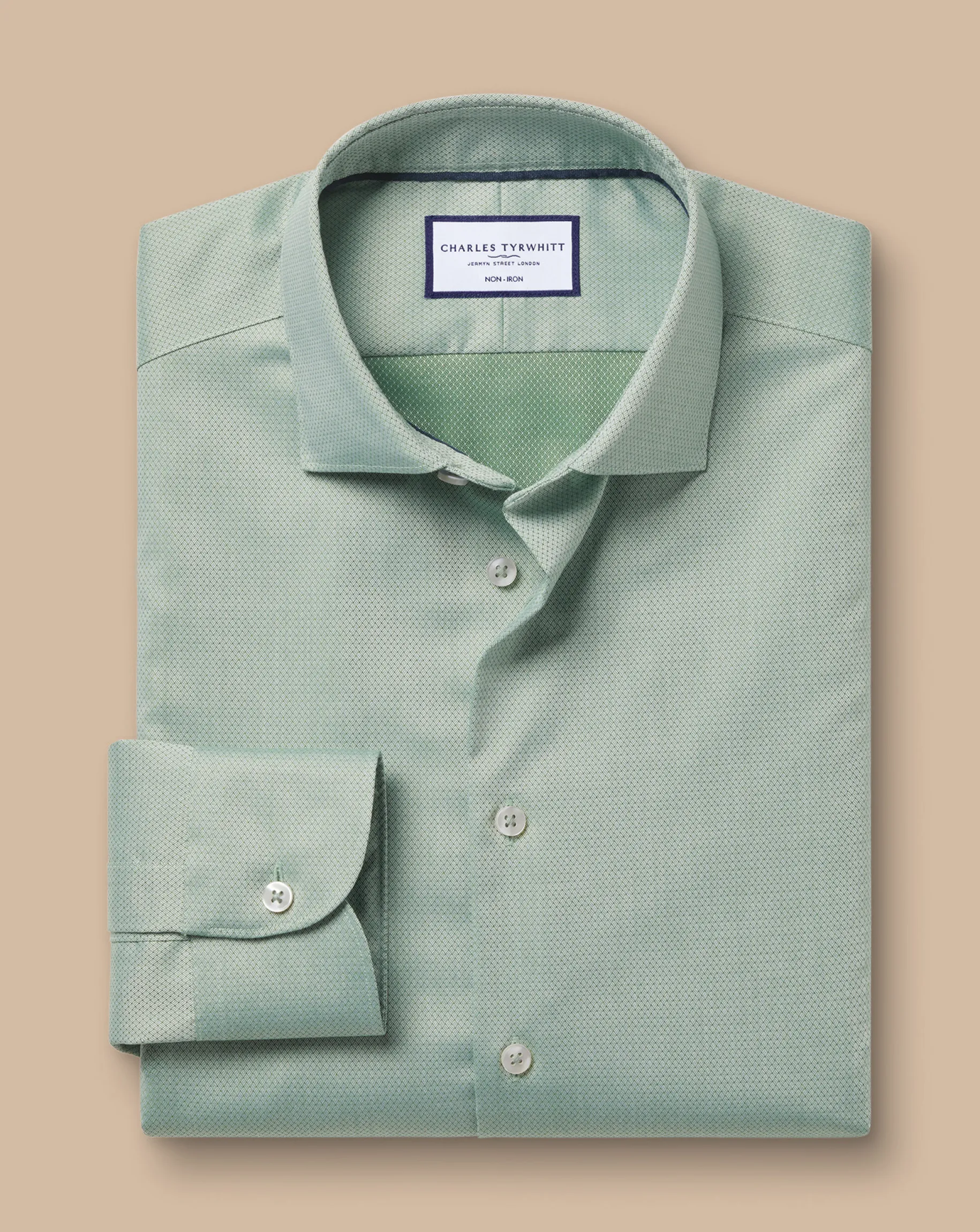 Business Casual Shirts|Dress Shirts<Charles Tyrwhitt Non-Iron Stretch Texture Shirt - Light Green