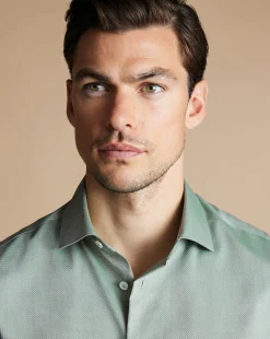 Business Casual Shirts|Dress Shirts<Charles Tyrwhitt Non-Iron Stretch Texture Shirt - Light Green