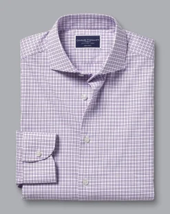 Business Casual Shirts|Dress Shirts<Charles Tyrwhitt Non-Iron Stretch Twill Grid Check Shirt - Mauve Purple