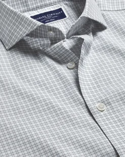 Business Casual Shirts|Dress Shirts<Charles Tyrwhitt Non-Iron Stretch Twill Grid Check Shirt - Silver Grey