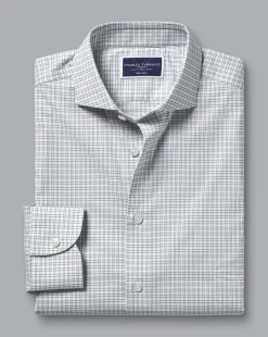 Business Casual Shirts|Dress Shirts<Charles Tyrwhitt Non-Iron Stretch Twill Grid Check Shirt - Silver Grey