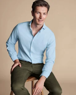 Business Casual Shirts|Dress Shirts<Charles Tyrwhitt Non-Iron Stretch Twill Shirt - Blue Sky