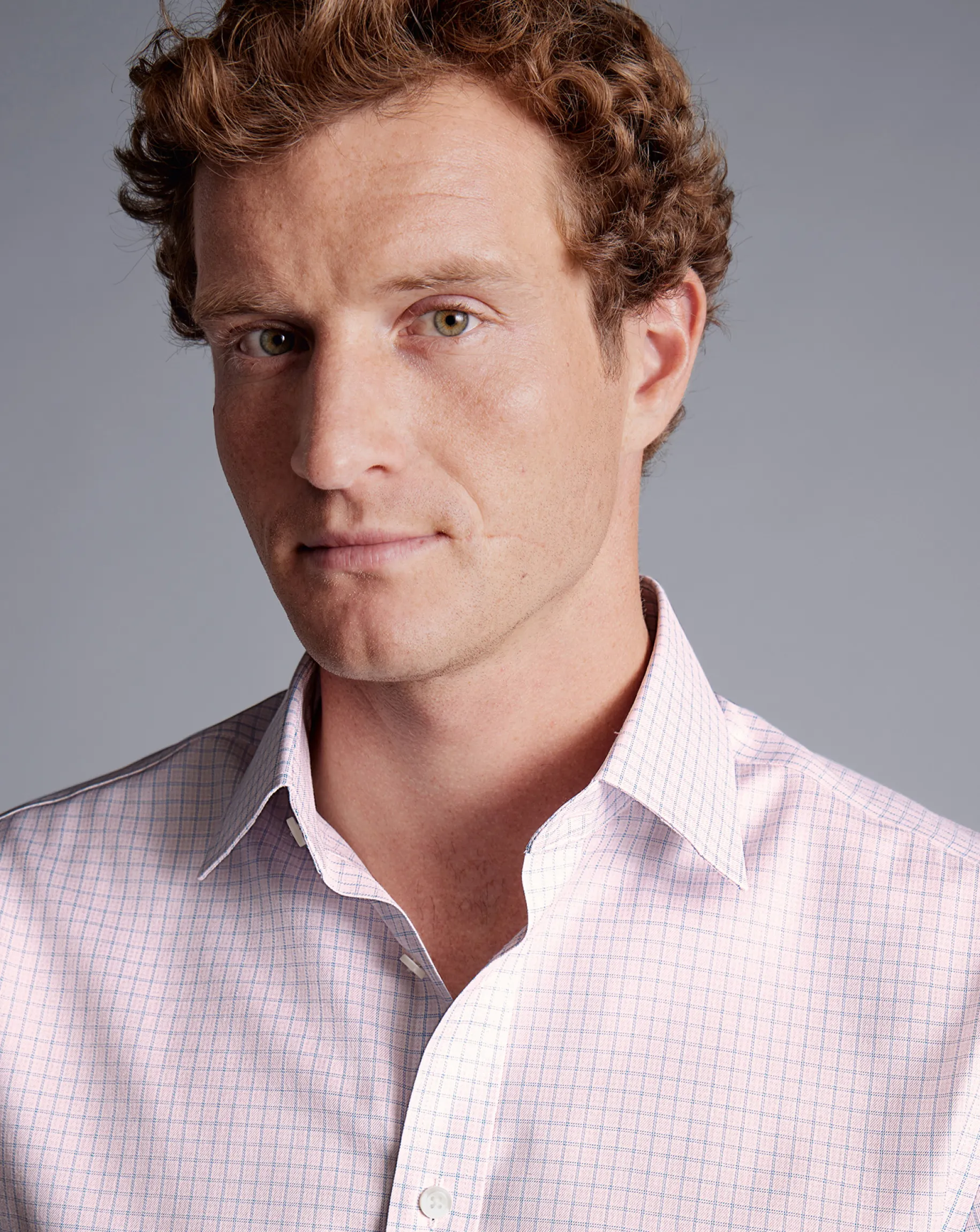 Shirt Sale|Dress Shirts<Charles Tyrwhitt Non-Iron Twill Double Check Shirt - Light Pink