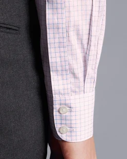 Shirt Sale|Dress Shirts<Charles Tyrwhitt Non-Iron Twill Double Check Shirt - Light Pink
