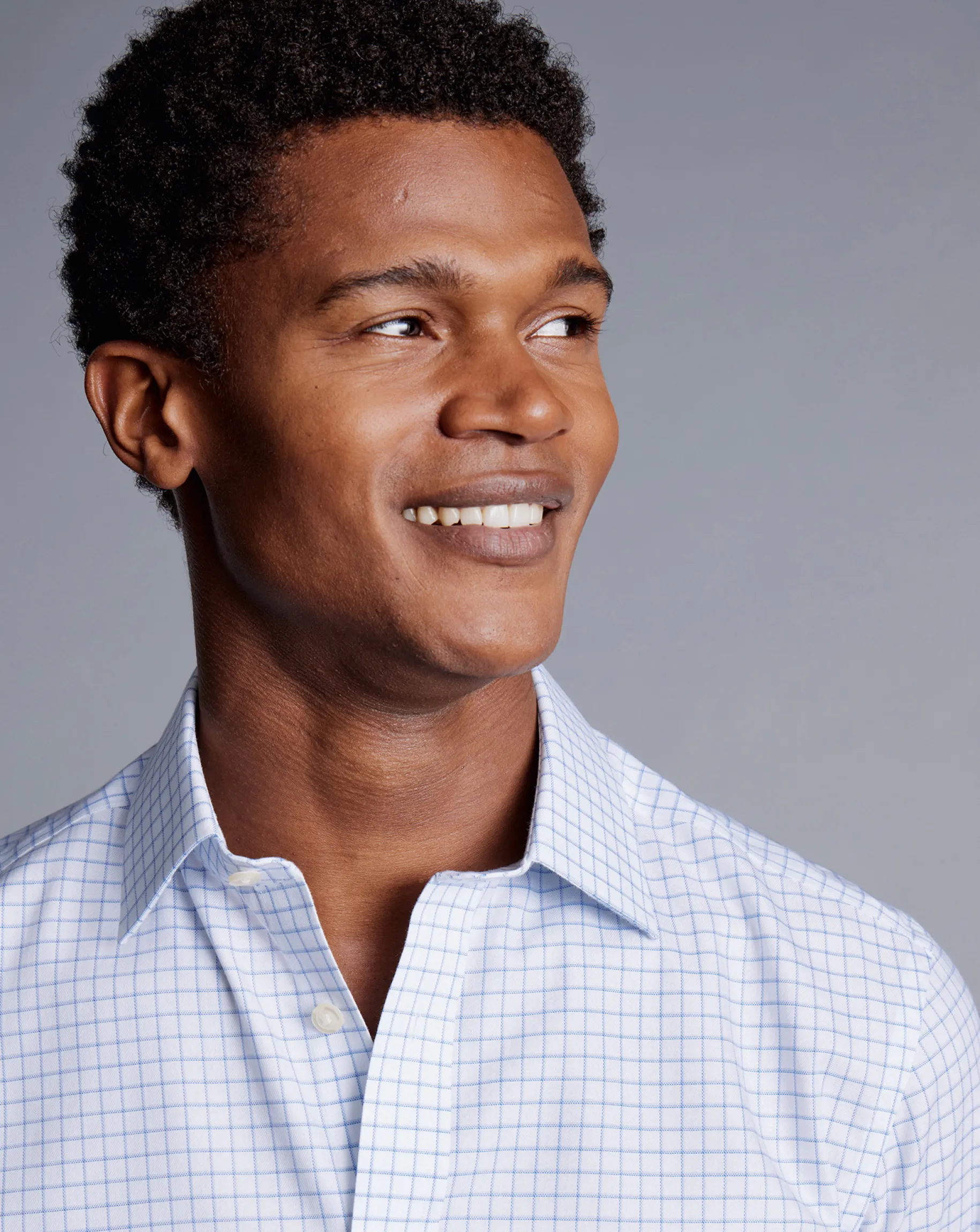 Shirt Sale|Dress Shirts<Charles Tyrwhitt Non-Iron Twill Fine Shadow Check Shirt - Cornflower Blue