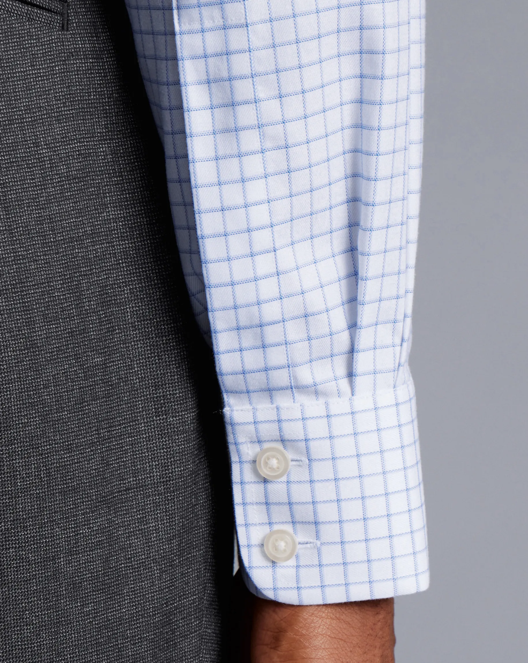 Shirt Sale|Dress Shirts<Charles Tyrwhitt Non-Iron Twill Fine Shadow Check Shirt - Cornflower Blue