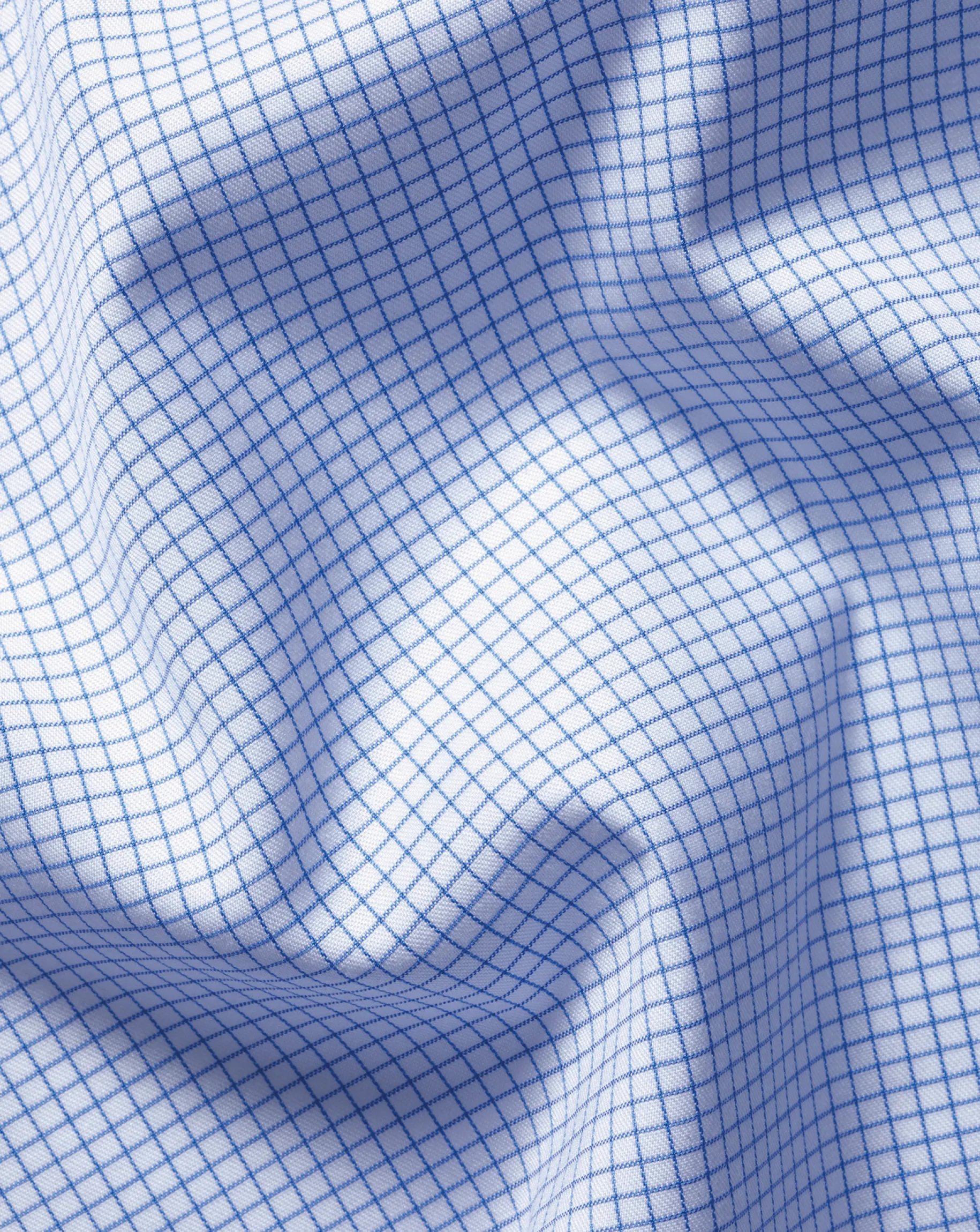 Dress Shirts|Blue Shirts<Charles Tyrwhitt Non-Iron Twill Mini Grid Check Shirt - Cornflower Blue