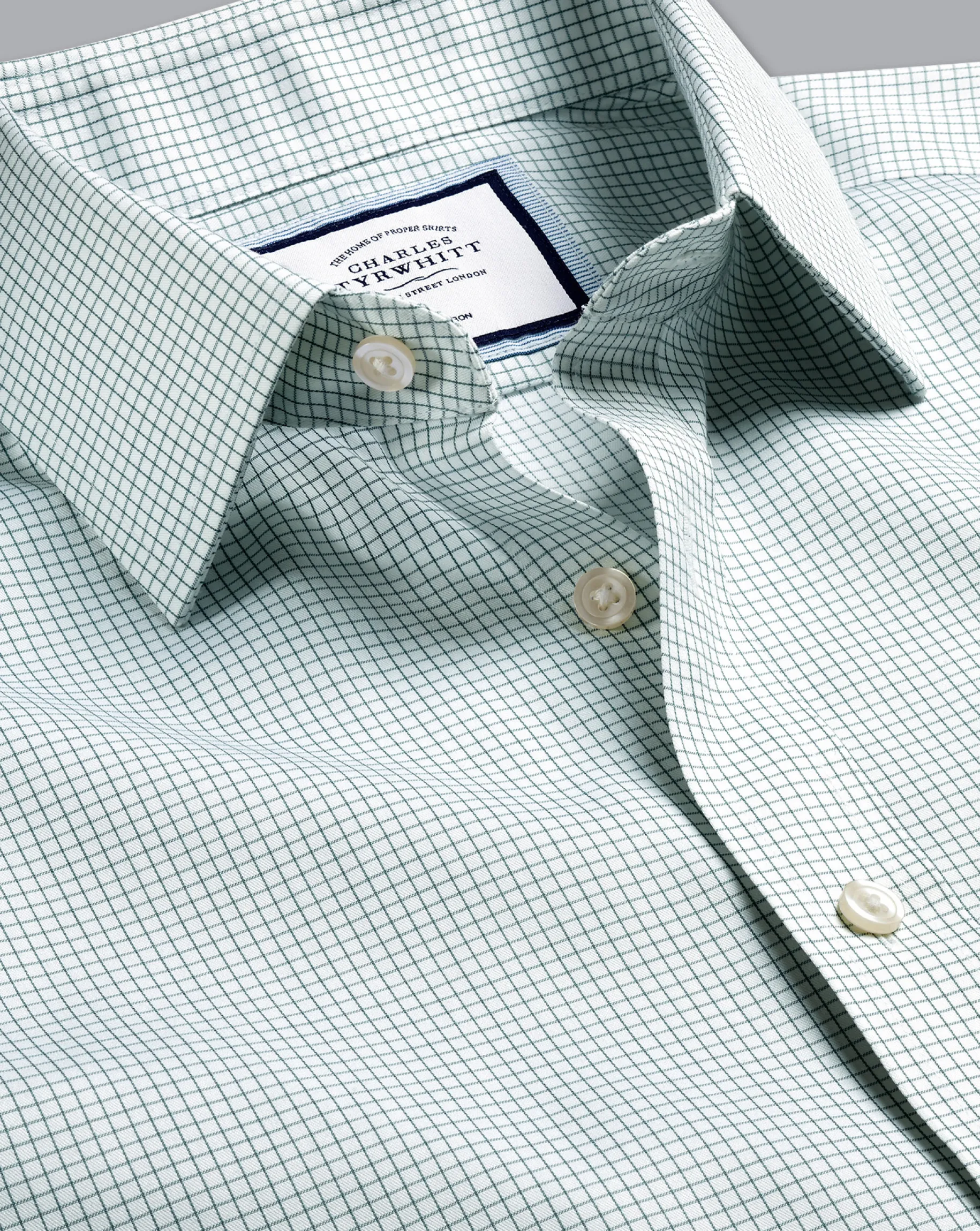 Shirt Sale|Dress Shirts<Charles Tyrwhitt Non-Iron Twill Mini Grid Check Shirt - Green