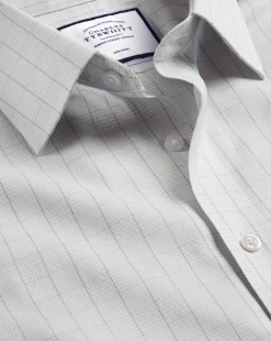 Shirt Sale|Dress Shirts<Charles Tyrwhitt Non-Iron Twill Prince Of Wales Check Shirt - Grey Silver