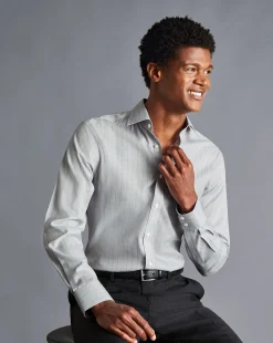 Shirt Sale|Dress Shirts<Charles Tyrwhitt Non-Iron Twill Prince Of Wales Check Shirt - Grey Silver