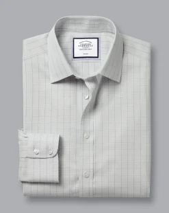 Shirt Sale|Dress Shirts<Charles Tyrwhitt Non-Iron Twill Prince Of Wales Check Shirt - Grey Silver