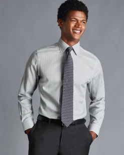 Shirt Sale|Dress Shirts<Charles Tyrwhitt Non-Iron Twill Prince Of Wales Check Shirt - Grey Silver