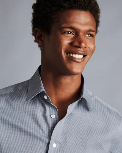 Shirt Sale|Dress Shirts<Charles Tyrwhitt Non-Iron Twill Puppytooth Check Shirt - Steel Blue