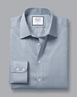Shirt Sale|Dress Shirts<Charles Tyrwhitt Non-Iron Twill Puppytooth Check Shirt - Steel Blue