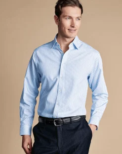 Dress Shirts|Blue Shirts<Charles Tyrwhitt Non-Iron Twill Stripe Shirt - Cornflower Blue