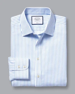 Dress Shirts|Blue Shirts<Charles Tyrwhitt Non-Iron Twill Stripe Shirt - Cornflower Blue