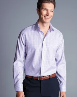 Shirt Sale|Dress Shirts<Charles Tyrwhitt Non-Iron Two Color Check Shirt - Purple Lilac