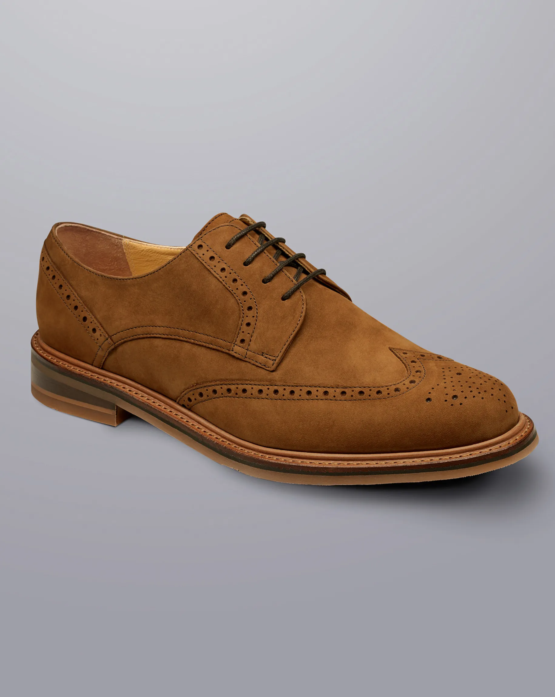 Shoes<Charles Tyrwhitt Nubuck Derby Brogue Shoes - Brown Tobacco