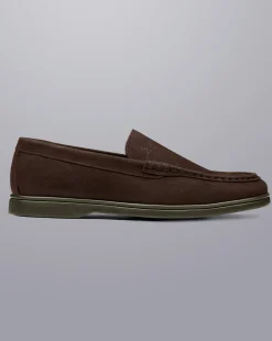Shoes<Charles Tyrwhitt Nubuck Slip-On Loafer - Brown Chocolate