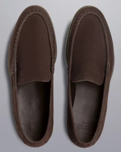 Shoes<Charles Tyrwhitt Nubuck Slip-On Loafer - Brown Chocolate