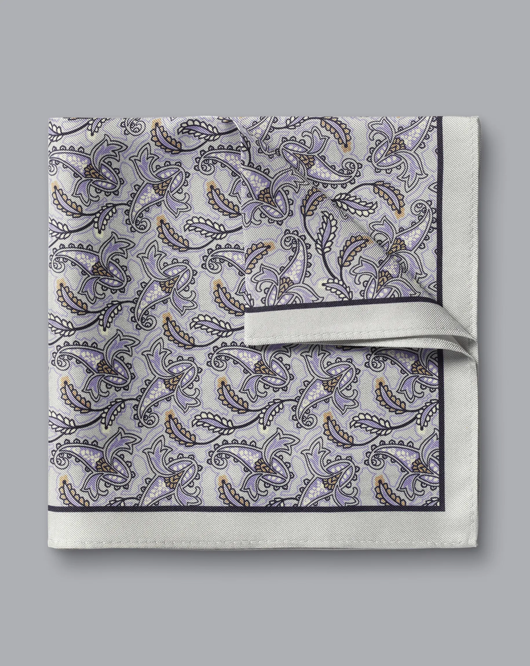Pocket Squares<Charles Tyrwhitt Paisley Print Silk Pocket Square - Light Grey