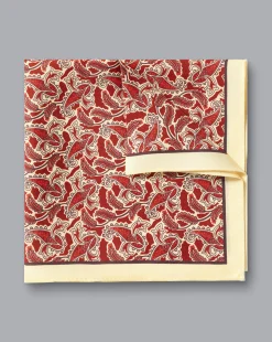 Pocket Squares<Charles Tyrwhitt Paisley Print Silk Pocket Square - Burnt Orange & Butter Burnt Orange & Butter