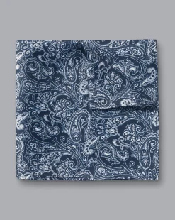 Accessories<Charles Tyrwhitt Paisley Print Silk Pocket Square - Blue Indigo