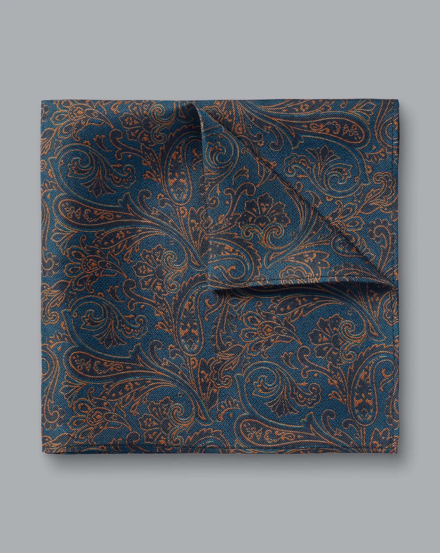 Pocket Squares<Charles Tyrwhitt Paisley Print Silk Pocket Square - Blue Dark Turquoise