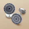 Cufflinks<Charles Tyrwhitt Patterned Enamel Cufflinks - Navy