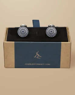 Cufflinks<Charles Tyrwhitt Patterned Enamel Cufflinks - Navy