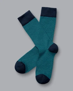 Accessories<Charles Tyrwhitt Patterned Socks - Green Teal