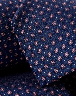 Ties & Bow-ties<Charles Tyrwhitt Petrol Blue & Pink Stain Resistant Mini Floral Silk Tie Petrol Blue & Pink