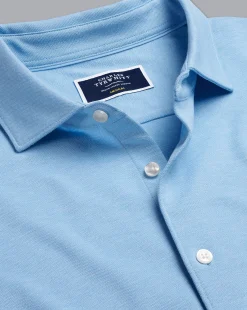 Shirt Sale|Polos<Charles Tyrwhitt Pique Jersey Shirt - Sky