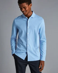 Shirt Sale|Polos<Charles Tyrwhitt Pique Jersey Shirt - Sky