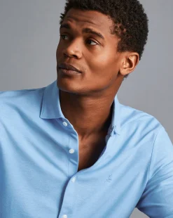 Shirt Sale|Polos<Charles Tyrwhitt Pique Jersey Shirt - Sky