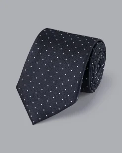 Accessories<Charles Tyrwhitt Polka Dot Silk Tie - Dark Navy