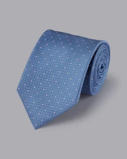 Accessories<Charles Tyrwhitt Polka Dot Silk Tie - Indigo Blue