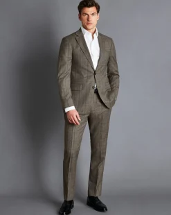 Suit Pants|Pants & Shorts<Charles Tyrwhitt Prince of Wales Check Suit Pants - Oatmeal