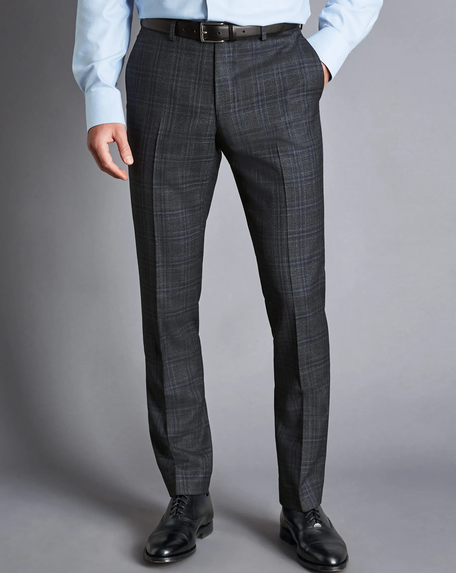 Suit Pants|Pants & Shorts<Charles Tyrwhitt Prince of Wales Check Ultimate Performance Suit Pants - Steel Blue