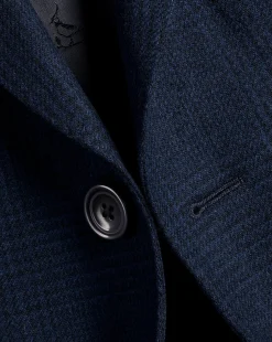 Coats|Navy<Charles Tyrwhitt Prince Of Wales Wool Overcoat - Navy