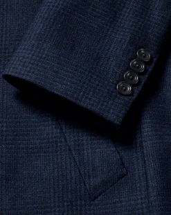 Coats|Navy<Charles Tyrwhitt Prince Of Wales Wool Overcoat - Navy