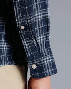 Casual Shirts|Check Shirts<Charles Tyrwhitt Pure Linen Check Shirt - French Blue