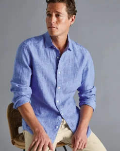 Linen Shirts|Casual Shirts<Charles Tyrwhitt Pure Linen Shirt - Cobalt Blue