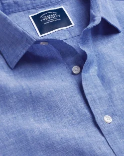 Linen Shirts|Casual Shirts<Charles Tyrwhitt Pure Linen Shirt - Cobalt Blue