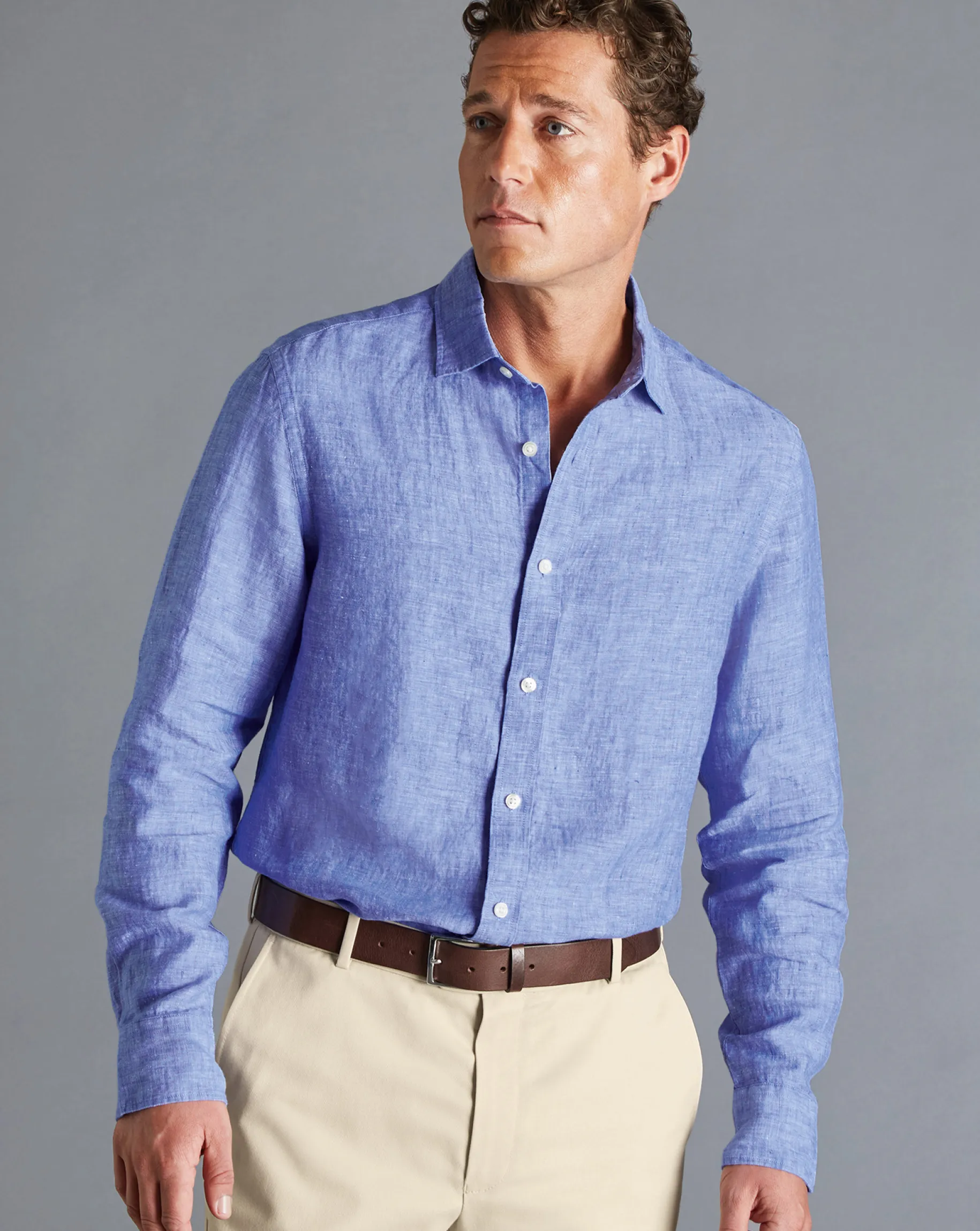 Linen Shirts|Casual Shirts<Charles Tyrwhitt Pure Linen Shirt - Cobalt Blue