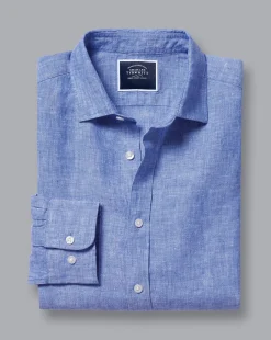 Linen Shirts|Casual Shirts<Charles Tyrwhitt Pure Linen Shirt - Cobalt Blue