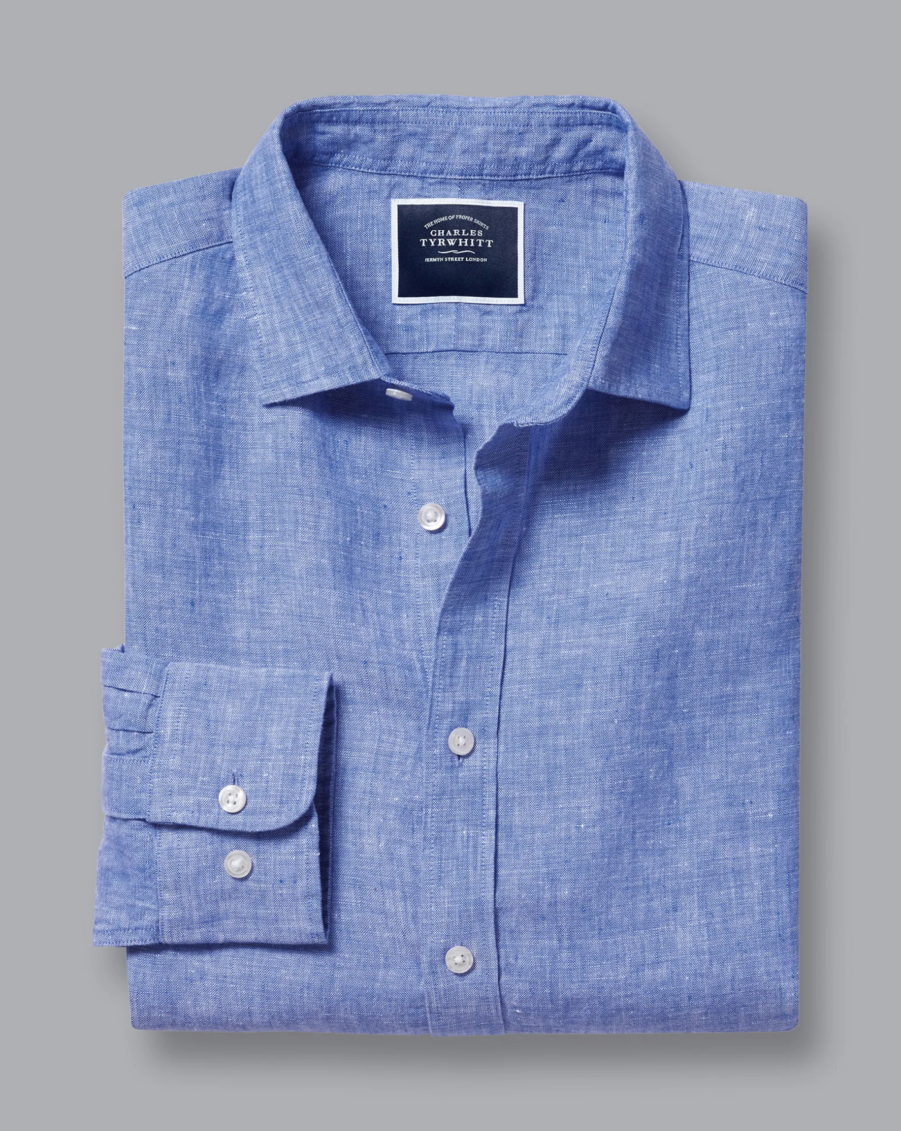 Linen Shirts|Casual Shirts<Charles Tyrwhitt Pure Linen Shirt - Cobalt Blue